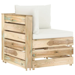 vidaXL moduļu stūra dīvāns ar spilveniem, zaļi impregnēts koks