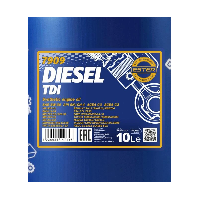 Motoreļļa mannol diesel tdi 5w30 10l