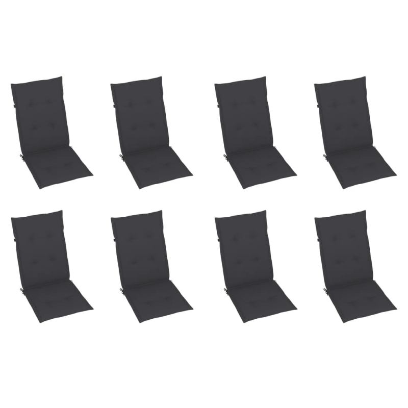 vidaXL saliekami dārza krēsli ar matračiem, 8 gab., akācijas masīvkoks