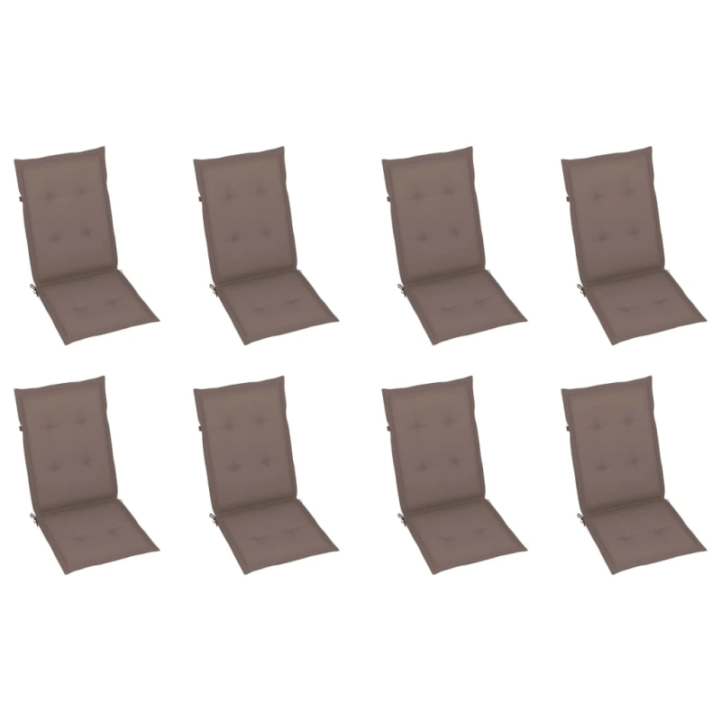 vidaXL saliekami dārza krēsli ar matračiem, 8 gab., akācijas masīvkoks