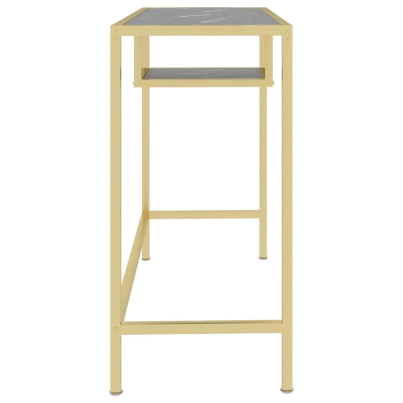 vidaXL datorgalds, melns marmora raksts, 100x36x74 cm, rūdīts stikls