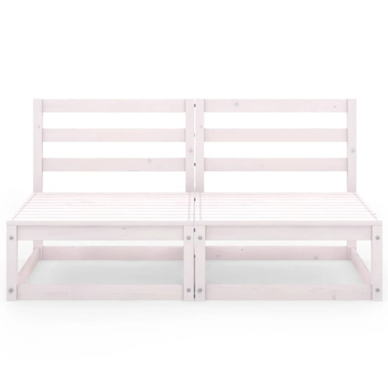 vidaXL divvietīgs dārza dīvāns, balts priedes masīvkoks