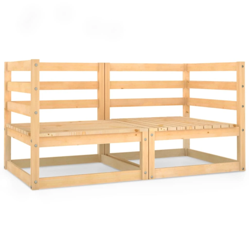 vidaXL divvietīgs dārza dīvāns, priedes masīvkoks