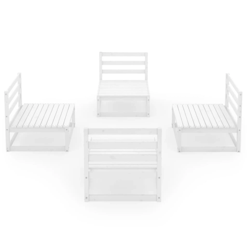 vidaXL 4-daļīgs dārza atpūtas mēbeļu komplekts, balts priedes koks