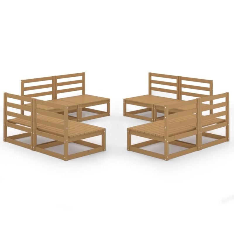 vidaXL 8-daļīgs dārza mēbeļu komplekts, medus brūns priedes koks