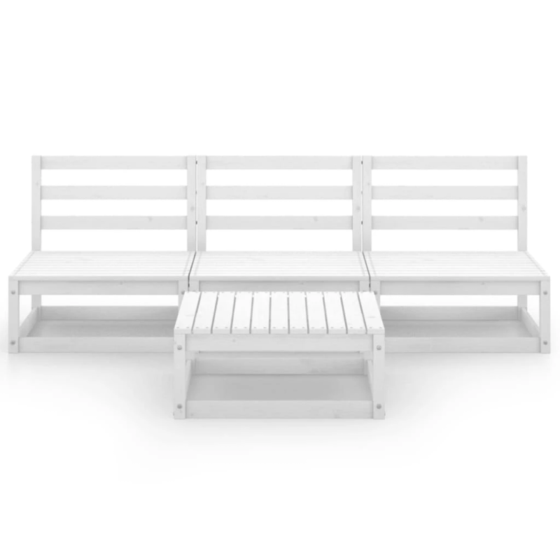 vidaXL 4-daļīgs dārza atpūtas mēbeļu komplekts, balts priedes koks