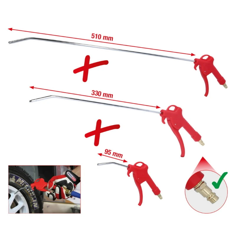 Izpūšanas pistoļu komplekts 95-500mm 3-gab., KS Tools