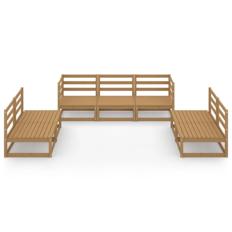 vidaXL 7-daļīgs dārza atpūtas mēbeļu komplekts, brūns priedes koks