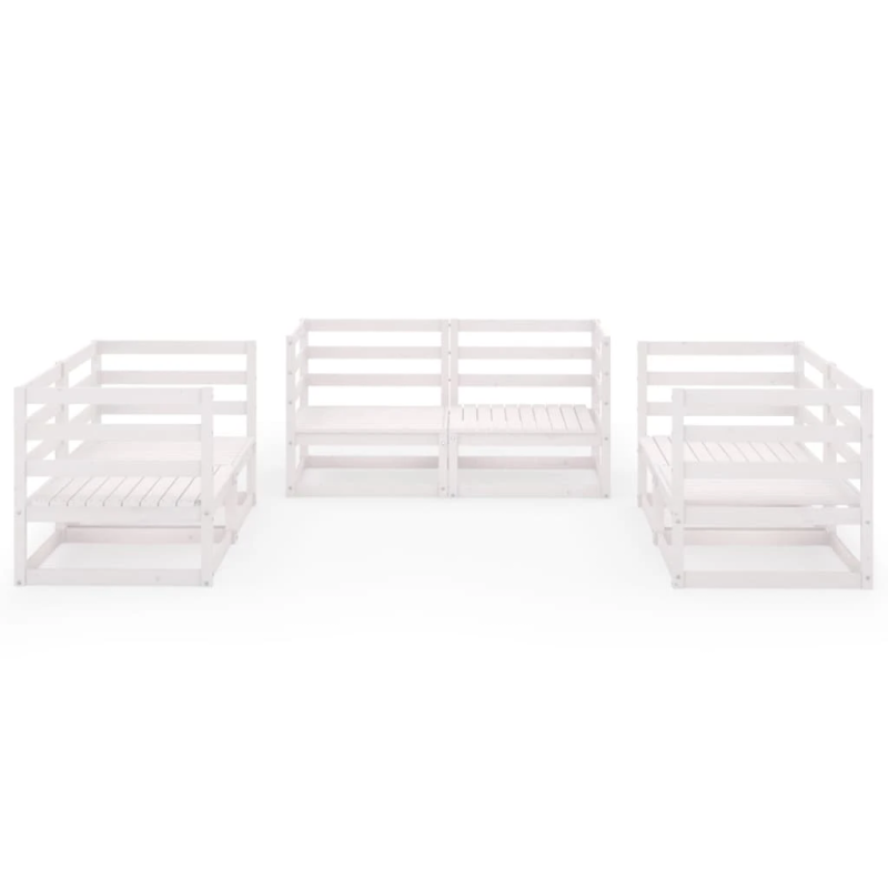 vidaXL 6-daļīgs dārza atpūtas mēbeļu komplekts, balts priedes koks