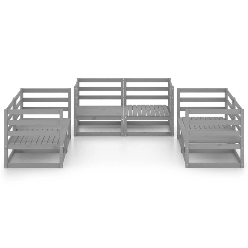 vidaXL 6-daļīgs dārza atpūtas mēbeļu komplekts, pelēks priedes koks