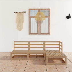 vidaXL 4-daļīgs dārza atpūtas mēbeļu komplekts, brūns priedes koks