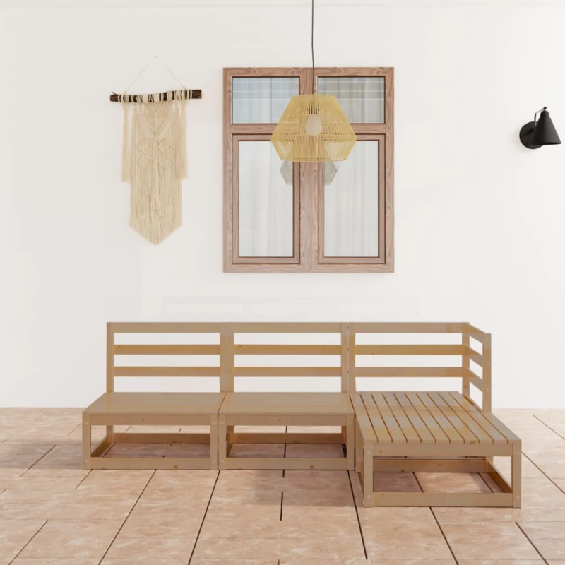 vidaXL 4-daļīgs dārza atpūtas mēbeļu komplekts, brūns priedes koks