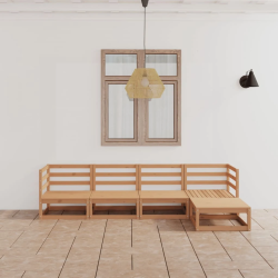 vidaXL 5-daļīgs dārza atpūtas mēbeļu komplekts, brūns priedes koks