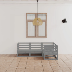 vidaXL 4-daļīgs dārza atpūtas mēbeļu komplekts, pelēks, priedes koks