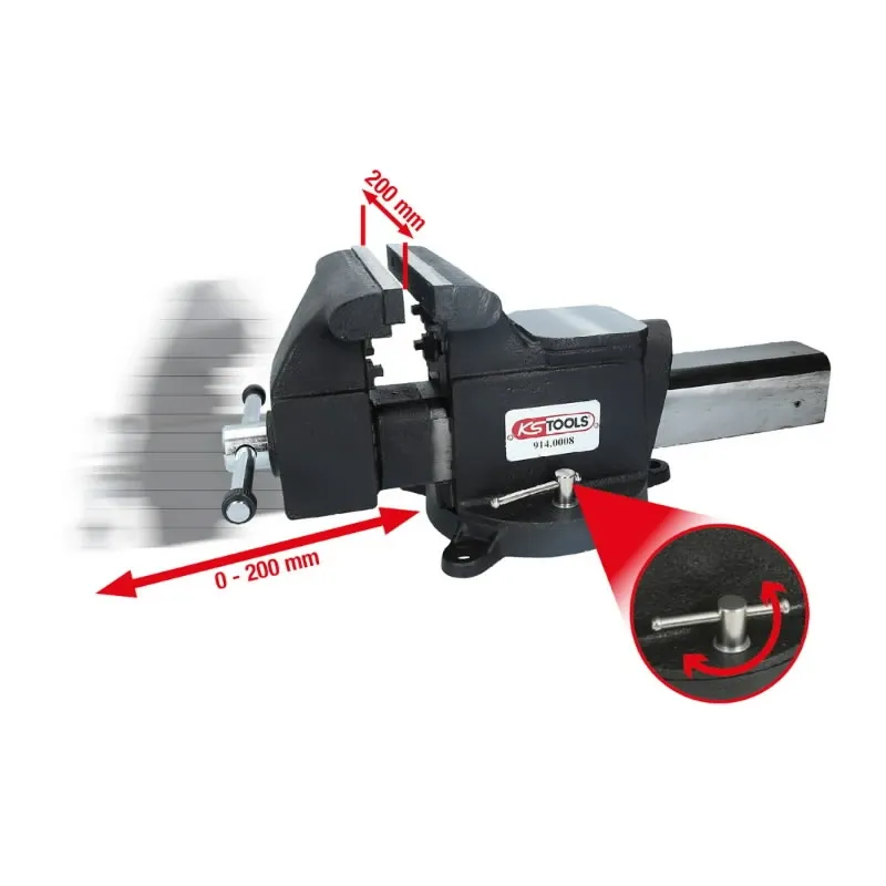 Skrūvspīles ar grozāmu pamatni 200 mm, KS Tools