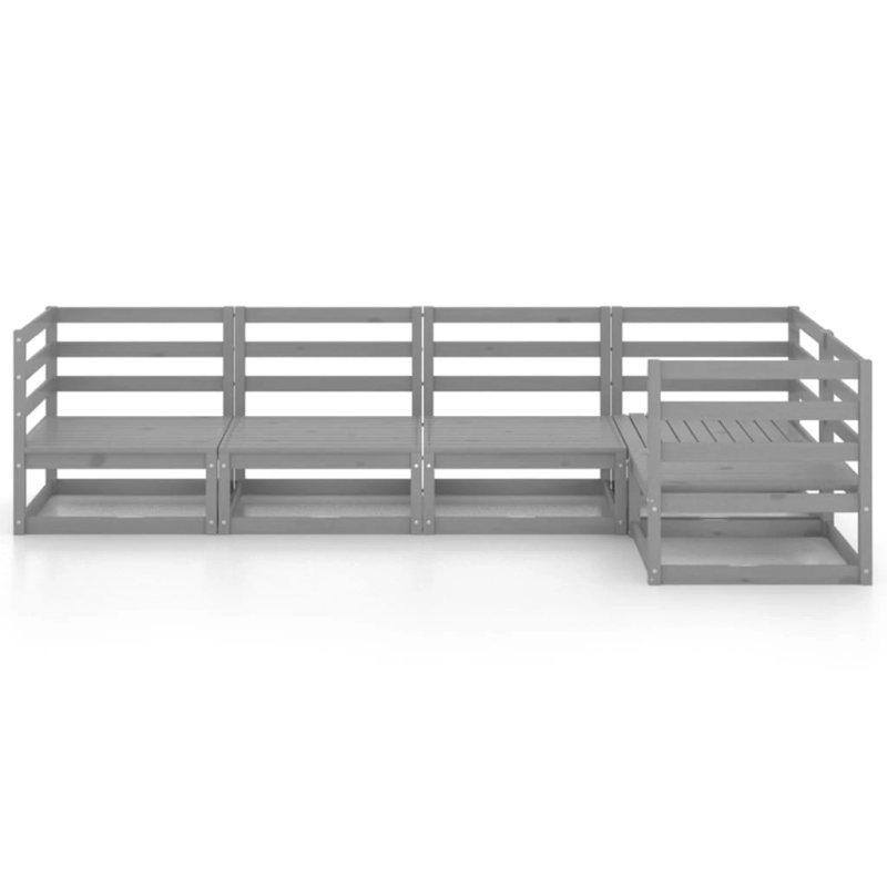 vidaXL 5-daļīgs dārza atpūtas mēbeļu komplekts, pelēks, priedes koks