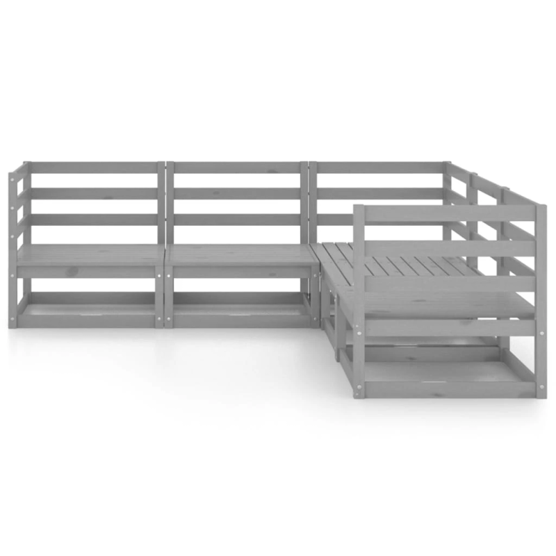 vidaXL 5-daļīgs dārza atpūtas mēbeļu komplekts, pelēks priedes koks