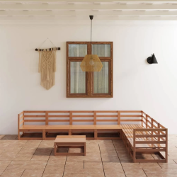 vidaXL 9-daļīgs dārza atpūtas mēbeļu komplekts, brūns priedes koks