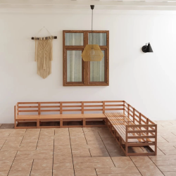 vidaXL 9-daļīgs dārza atpūtas mēbeļu komplekts, brūns priedes koks