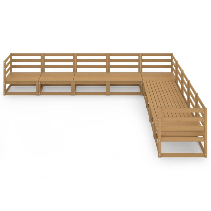 vidaXL 9-daļīgs dārza atpūtas mēbeļu komplekts, brūns priedes koks