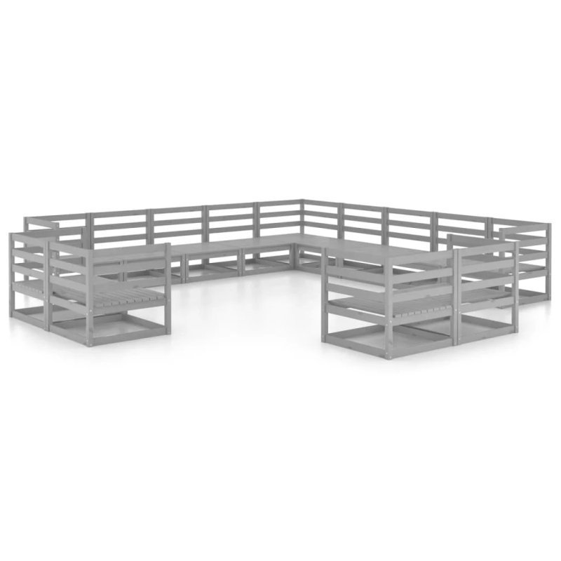 vidaXL 13-daļīgs dārza atpūtas mēbeļu komplekts, priedes masīvkoks