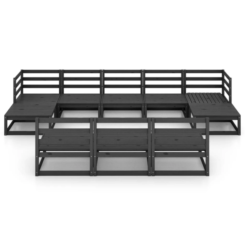 vidaXL 10-daļīgs dārza atpūtas mēbeļu komplekts, priedes masīvkoks