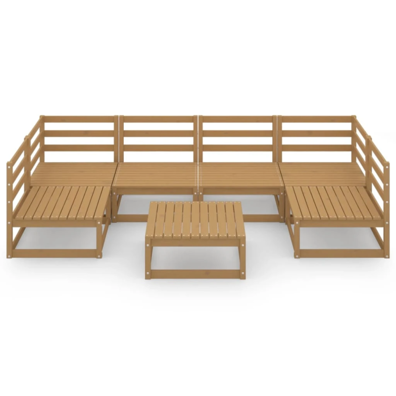 vidaXL 7-daļīgs dārza atpūtas mēbeļu komplekts, priedes masīvkoks