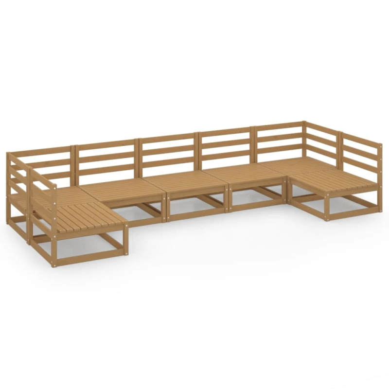 vidaXL 7-daļīgs dārza atpūtas mēbeļu komplekts, priedes masīvkoks