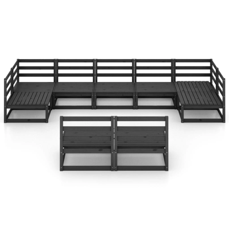 vidaXL 9-daļīgs dārza atpūtas mēbeļu komplekts, priedes masīvkoks