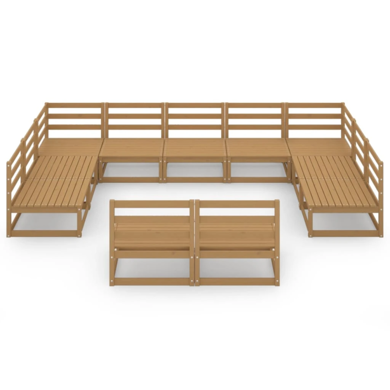 vidaXL 11-daļīgs dārza atpūtas mēbeļu komplekts, priedes masīvkoks