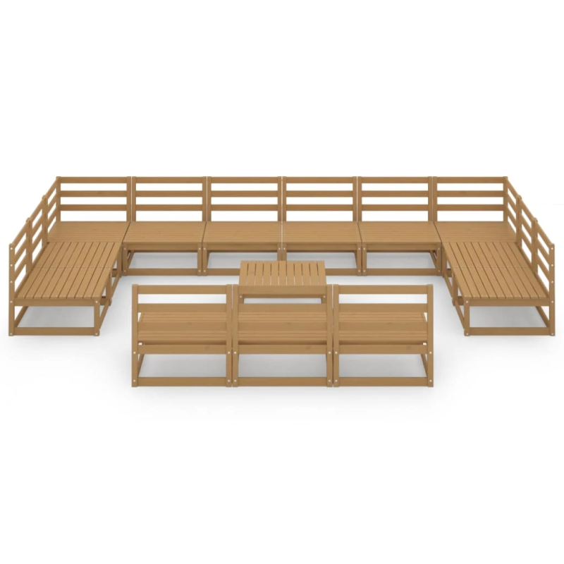 vidaXL 14-daļīgs dārza mēbeļu komplekts, priedes masīvkoks