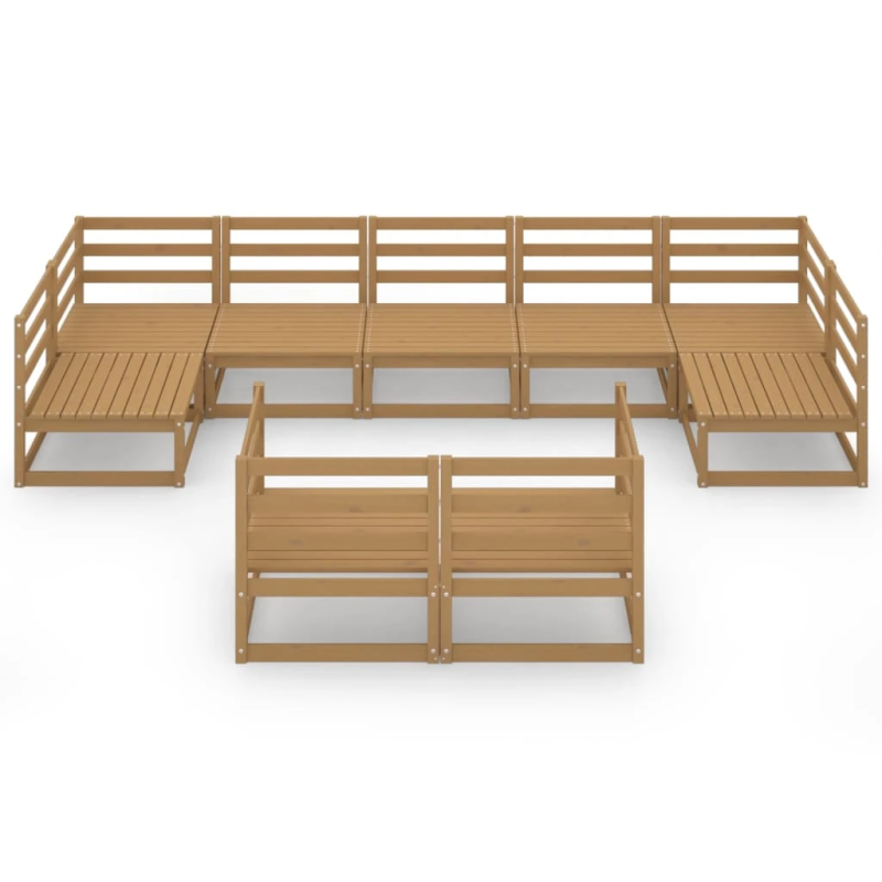 vidaXL 9-daļīgs dārza atpūtas mēbeļu komplekts, priedes masīvkoks