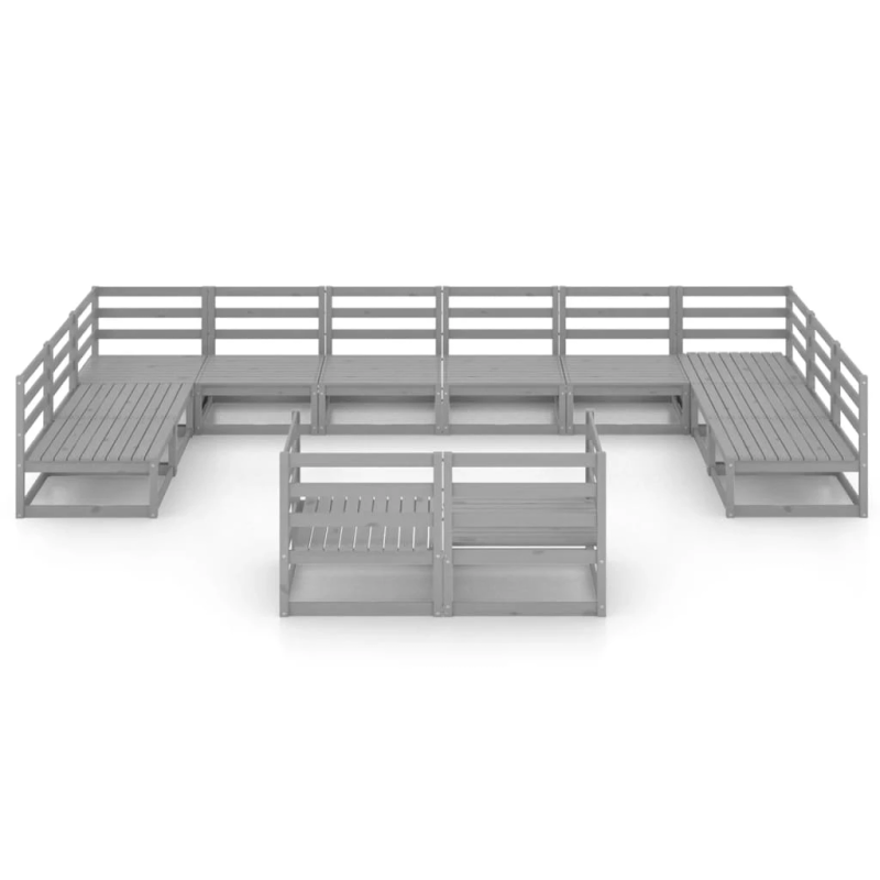 vidaXL 12-daļīgs dārza atpūtas mēbeļu komplekts, priedes masīvkoks