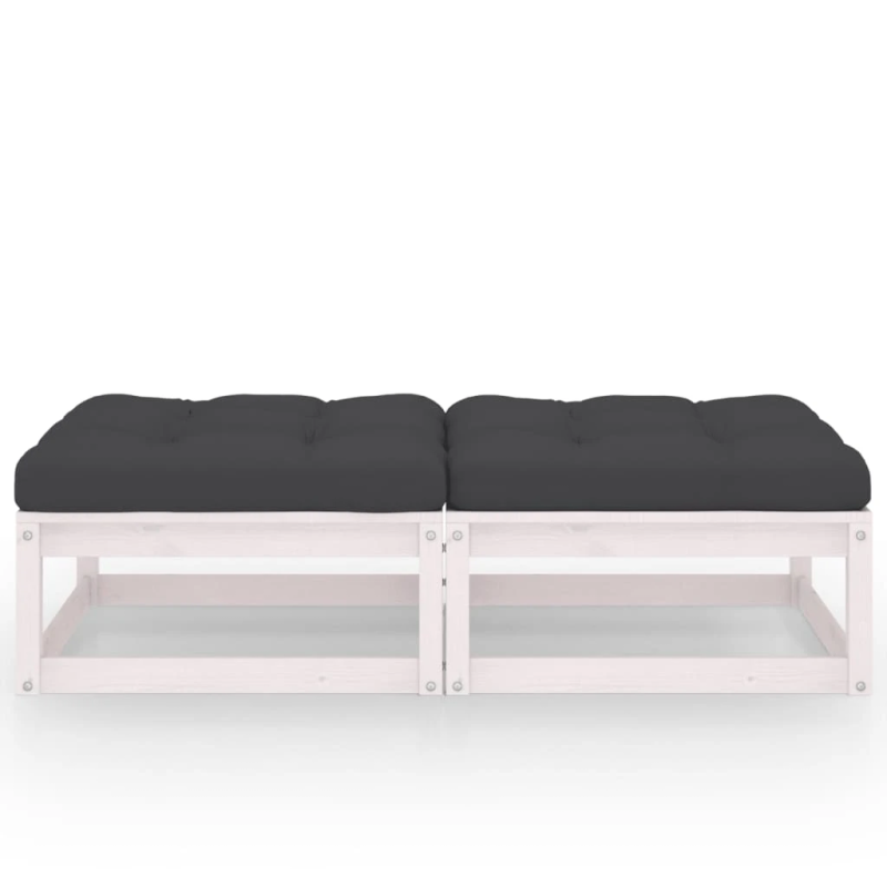 vidaXL dārza kāju balsti ar matračiem, 2 gab., priedes masīvkoks