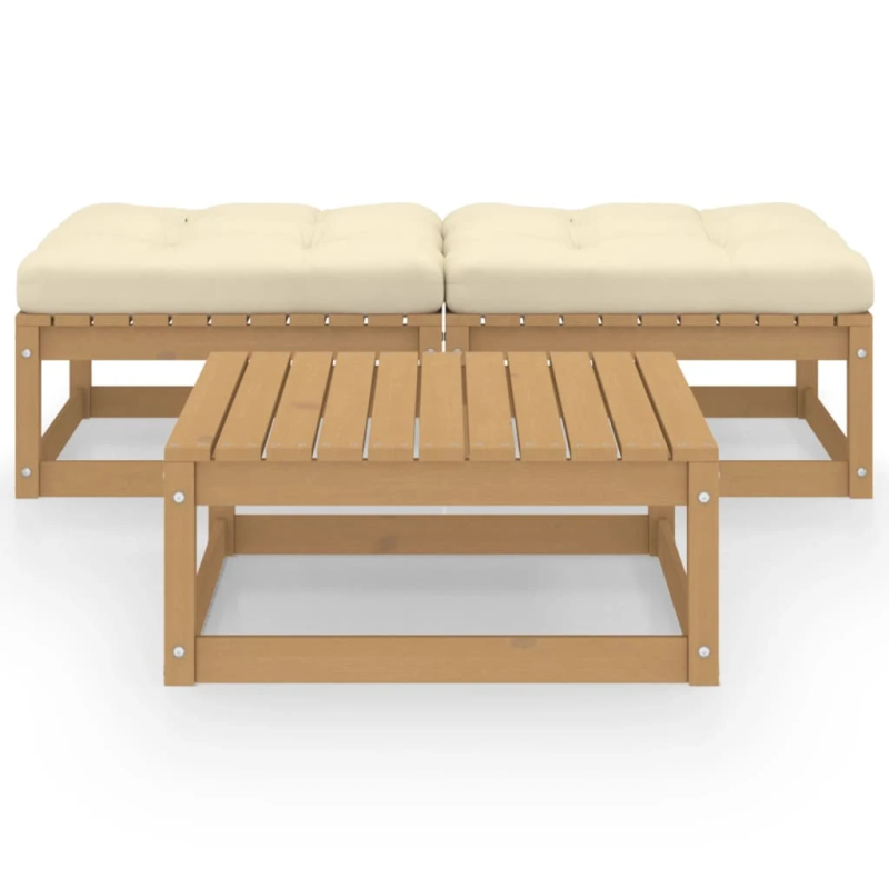 vidaXL 3-daļīgs dārza atpūtas mēbeļu komplekts ar matračiem, priede