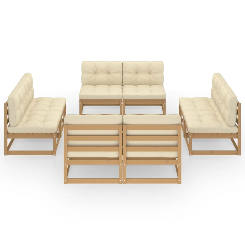 vidaXL 8-daļīgs dārza atpūtas mēbeļu komplekts ar matračiem, priede