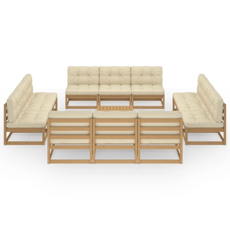 vidaXL 13-daļīgs dārza atpūtas mēbeļu komplekts ar matračiem, priede