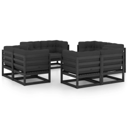 vidaXL 8-daļīgs dārza atpūtas mēbeļu komplekts ar matračiem, priede