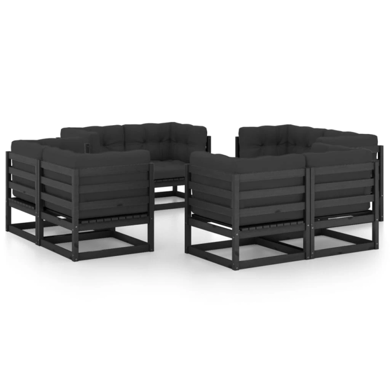 vidaXL 8-daļīgs dārza atpūtas mēbeļu komplekts ar matračiem, priede