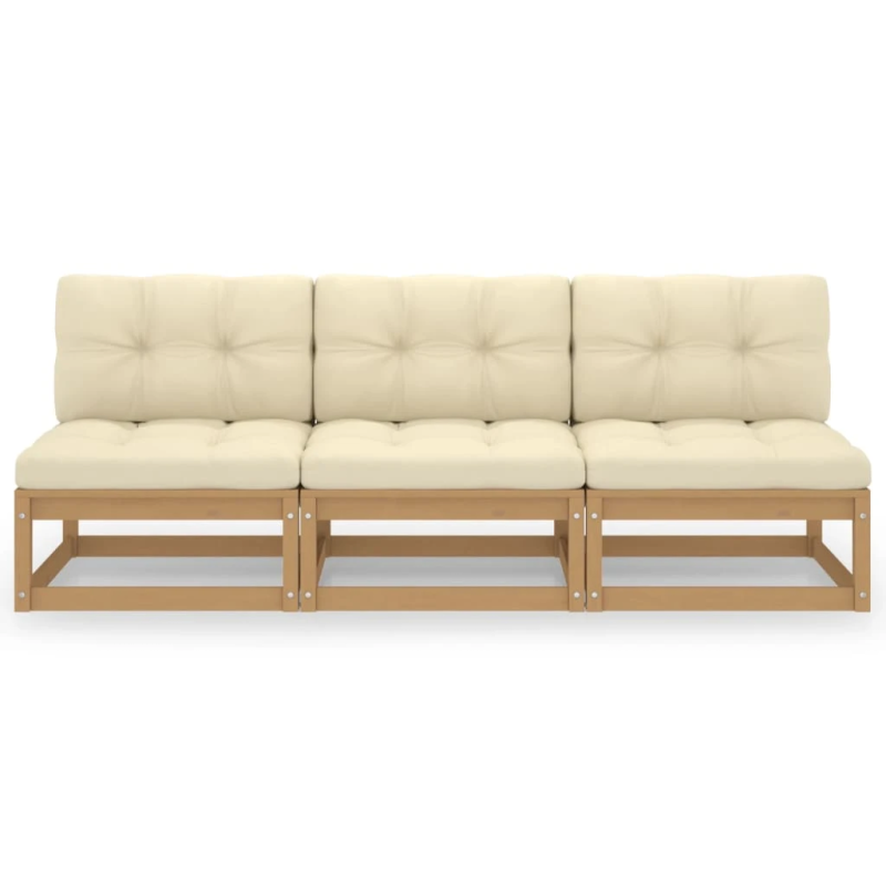 vidaXL 3-vietīgs dīvāns ar matračiem, priedes masīvkoks