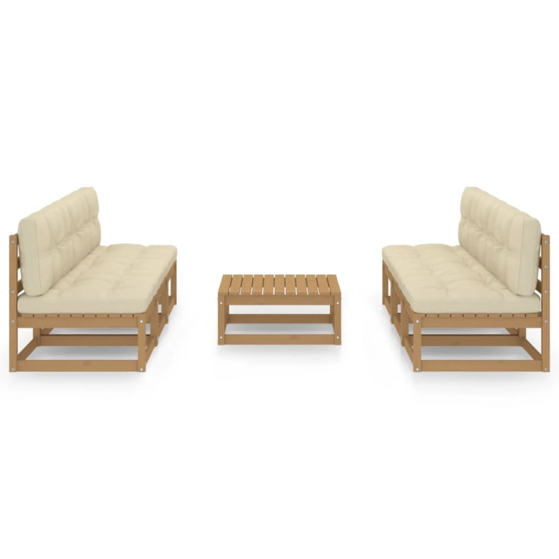 vidaXL 7-daļīgs dārza atpūtas mēbeļu komplekts ar matračiem, priede