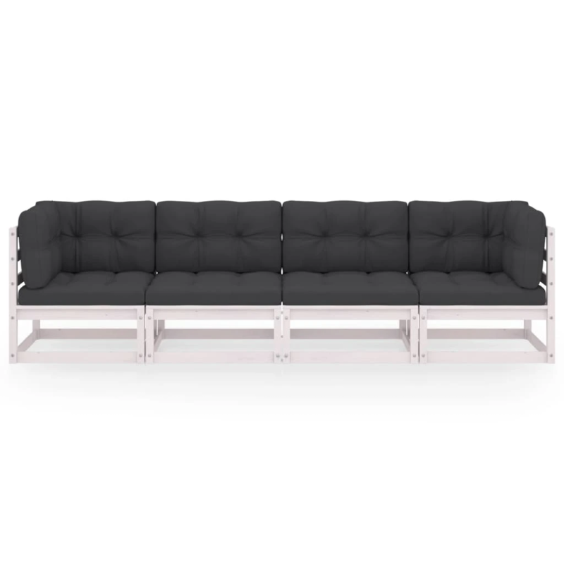 vidaXL 4-vietīgs dārza dīvāns ar matračiem, priedes masīvkoks