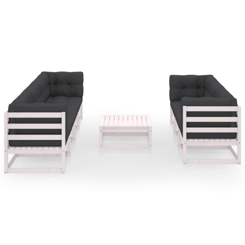 vidaXL 8-daļīgs dārza atpūtas mēbeļu komplekts ar matračiem, priede