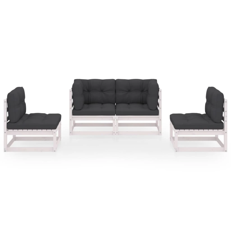 vidaXL 4-daļīgs dārza atpūtas mēbeļu komplekts ar matračiem, priede