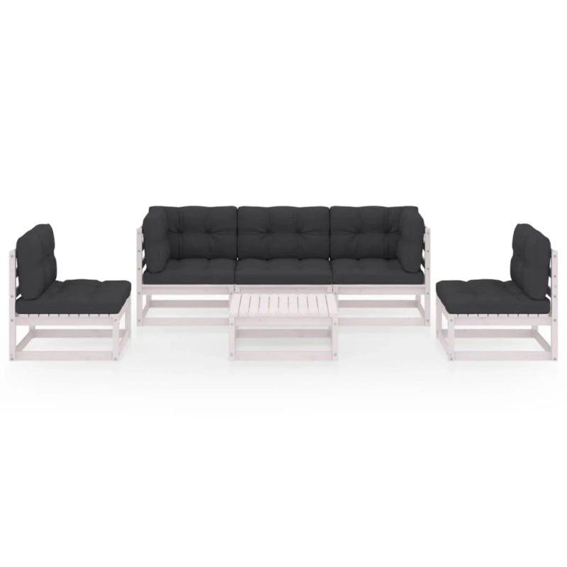 vidaXL 6-daļīgs dārza atpūtas mēbeļu komplekts ar matračiem, priede