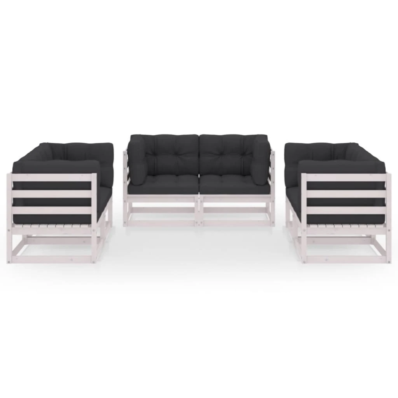 vidaXL 6-daļīgs dārza atpūtas mēbeļu komplekts ar matračiem, priede