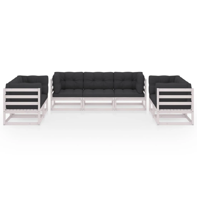 vidaXL 7-daļīgs dārza atpūtas mēbeļu komplekts ar matračiem, priede