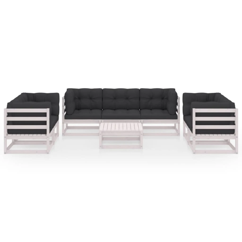 vidaXL 8-daļīgs dārza atpūtas mēbeļu komplekts ar matračiem, priede