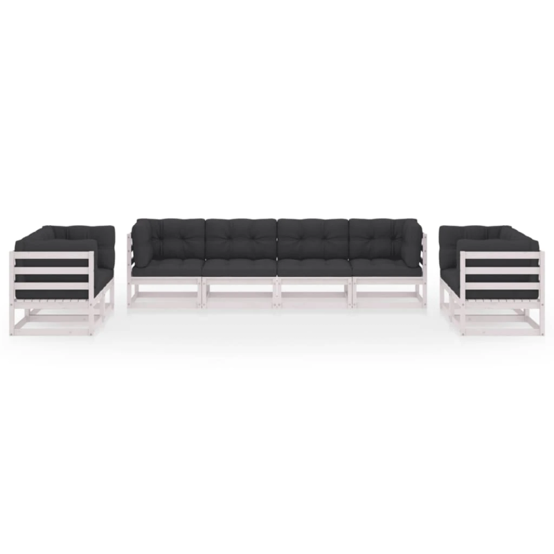 vidaXL 8-daļīgs dārza atpūtas mēbeļu komplekts ar matračiem, priede