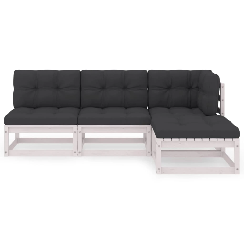 vidaXL 4-daļīgs dārza atpūtas mēbeļu komplekts ar matračiem, priede